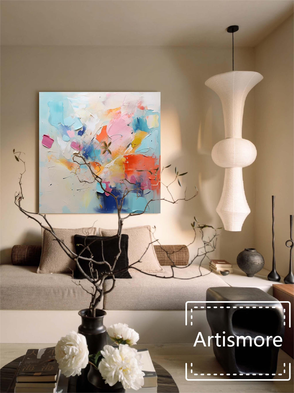 3D Textured Painting Vibrant Pastels Modern Wall Art