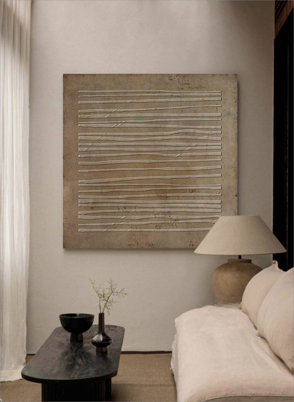 Textured Horizontal Linear Relief Painting
