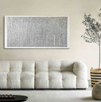 Textured Grid Painting Black White Neutral