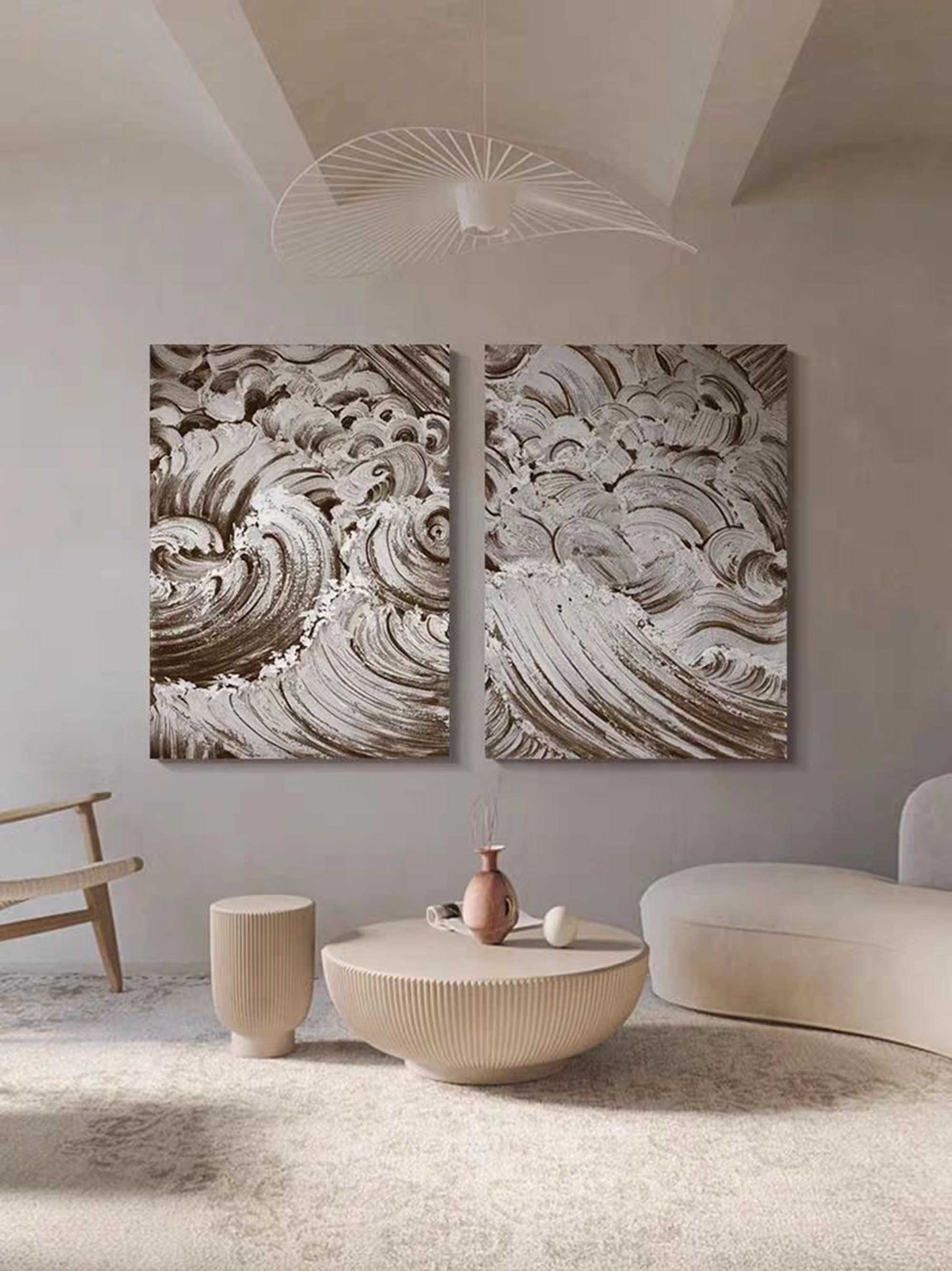 Brown Wave Texture 2 Piece Wall Art Set