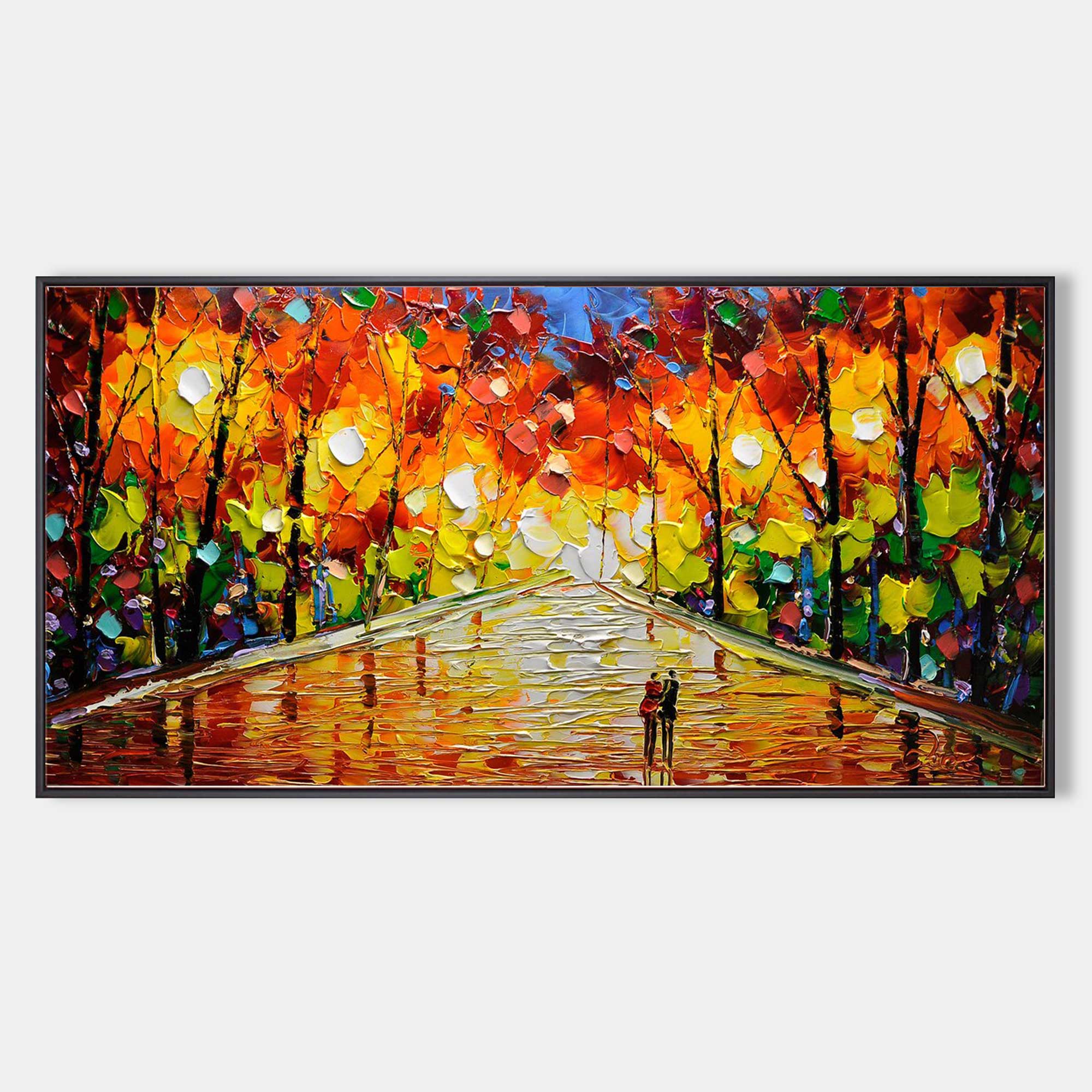 Autumn Walk Impasto Landscape Painting