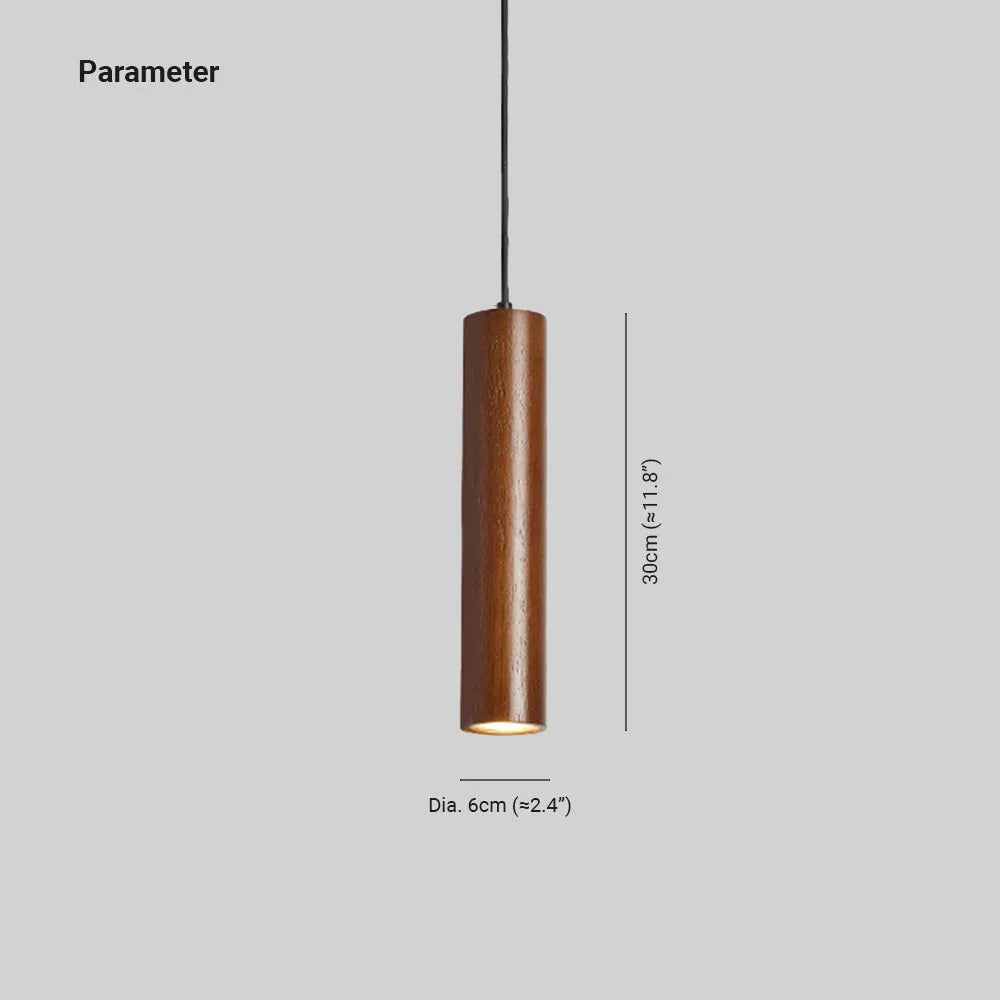 Muto Cylindrical Wood Pendant Light, for Bedroom & Kitchen Island