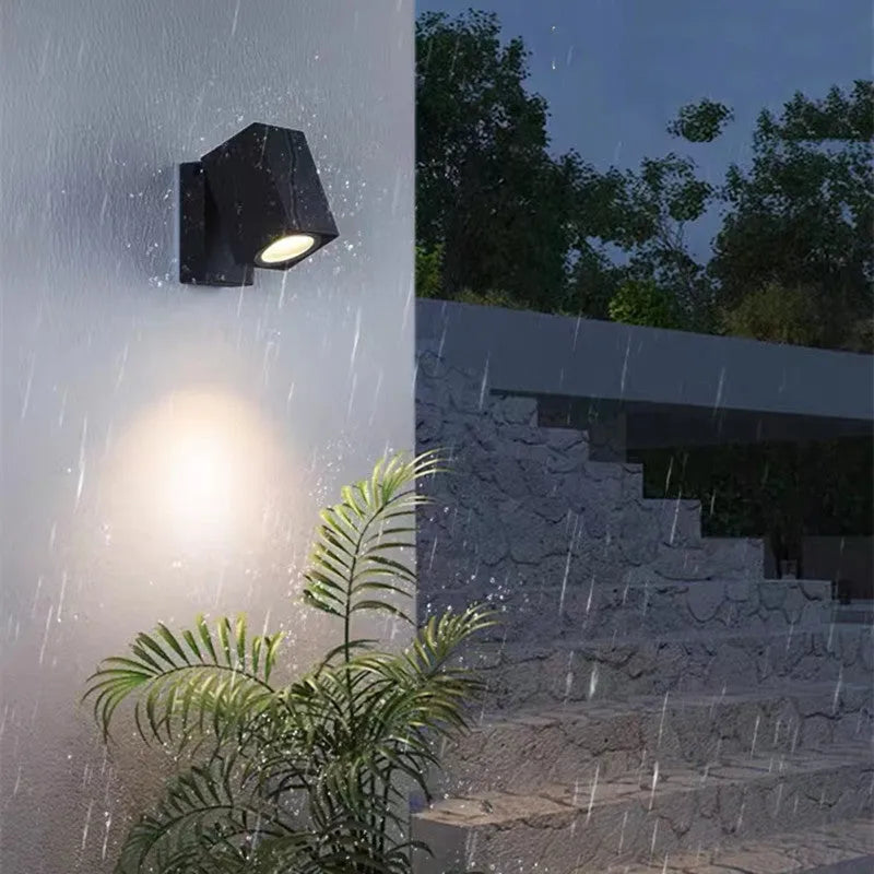 Artiq Modern Outdoor Rotatable Metal Spotlight Wall Lamp, Black