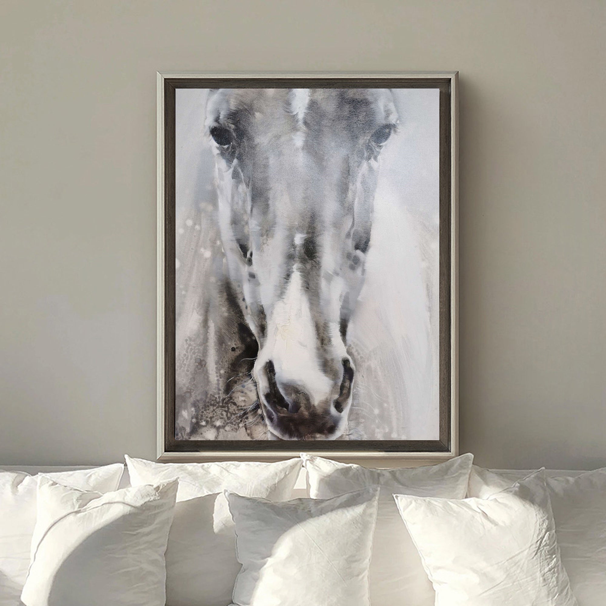 Monochrome Horse Head Oil Painting