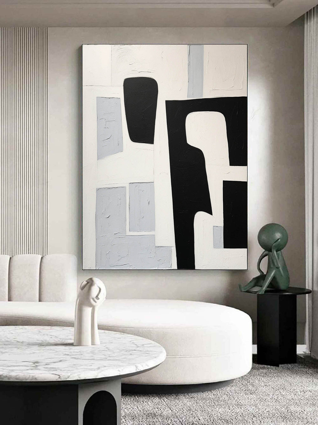 Textured Geometric Monochrome Abstract Painting