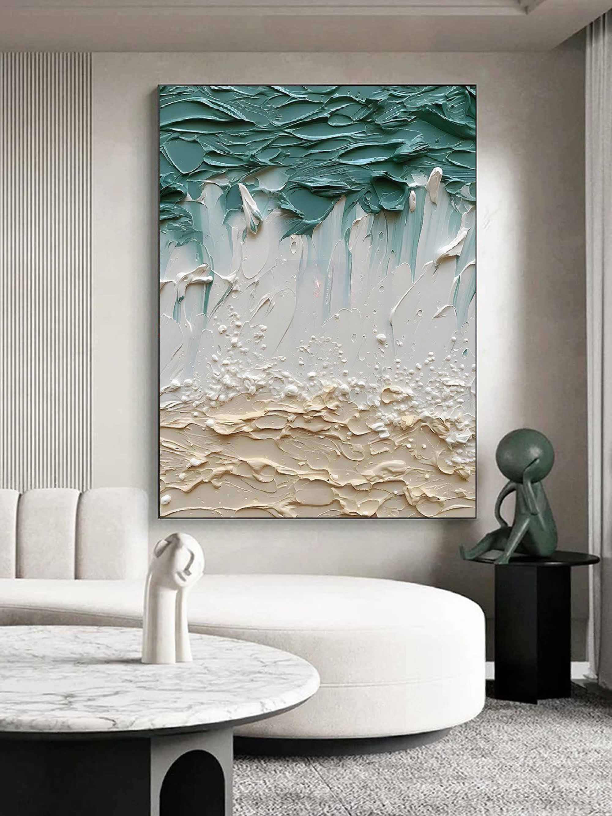 Textured Coastal Wave Impasto Painting