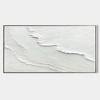 Minimalist 3D Textured White Wall Art Ocean Waves Painting
