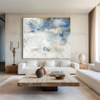 Coastal Abstract Painting Soft Blue & White