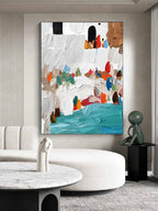 Mediterranean Coastal Village Impasto Painting