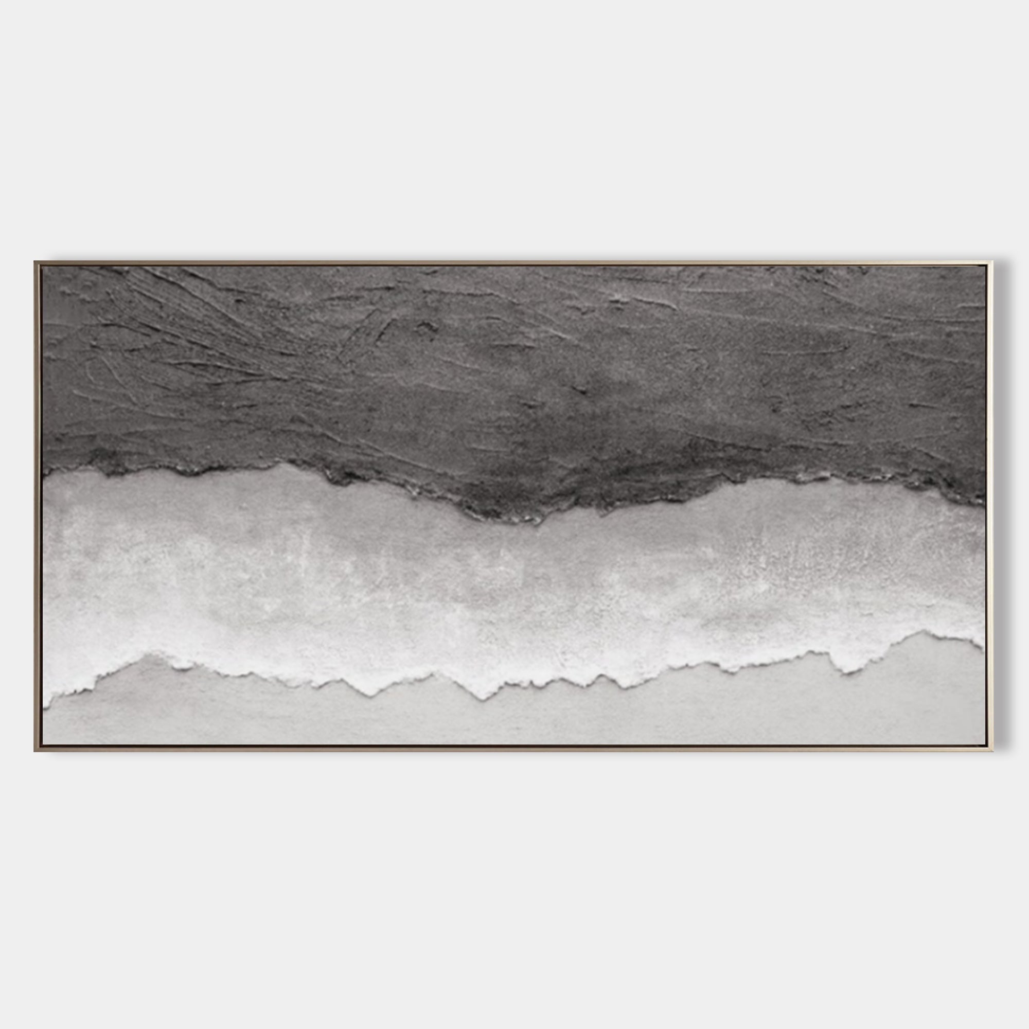 Monochrome Coastal Horizon Bas-Relief Painting