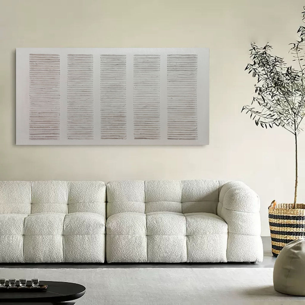 Textured Neutral Grid Relief Painting