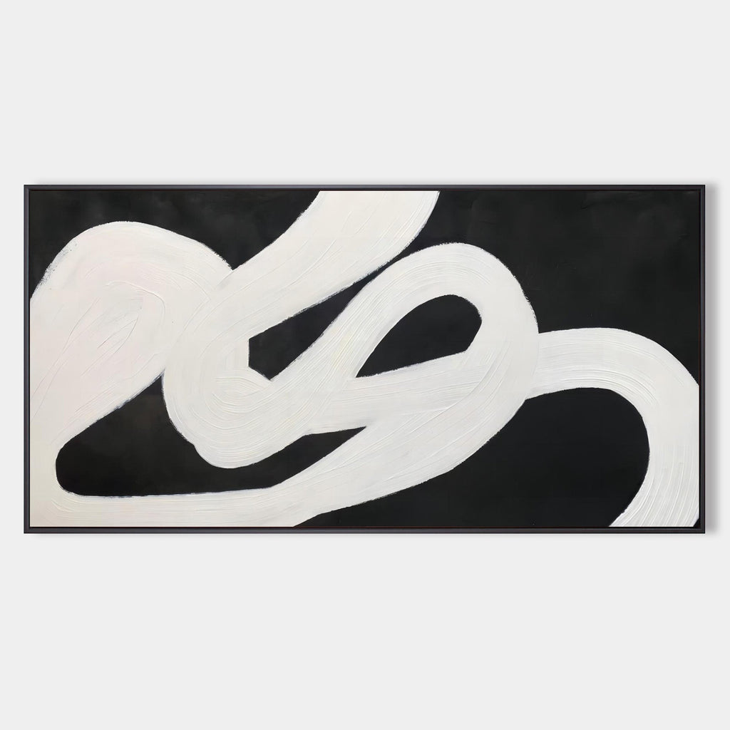 Wabi-Sabi Black White Curved Texture Painting