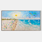 Vibrant Beach Scene Impasto Painting