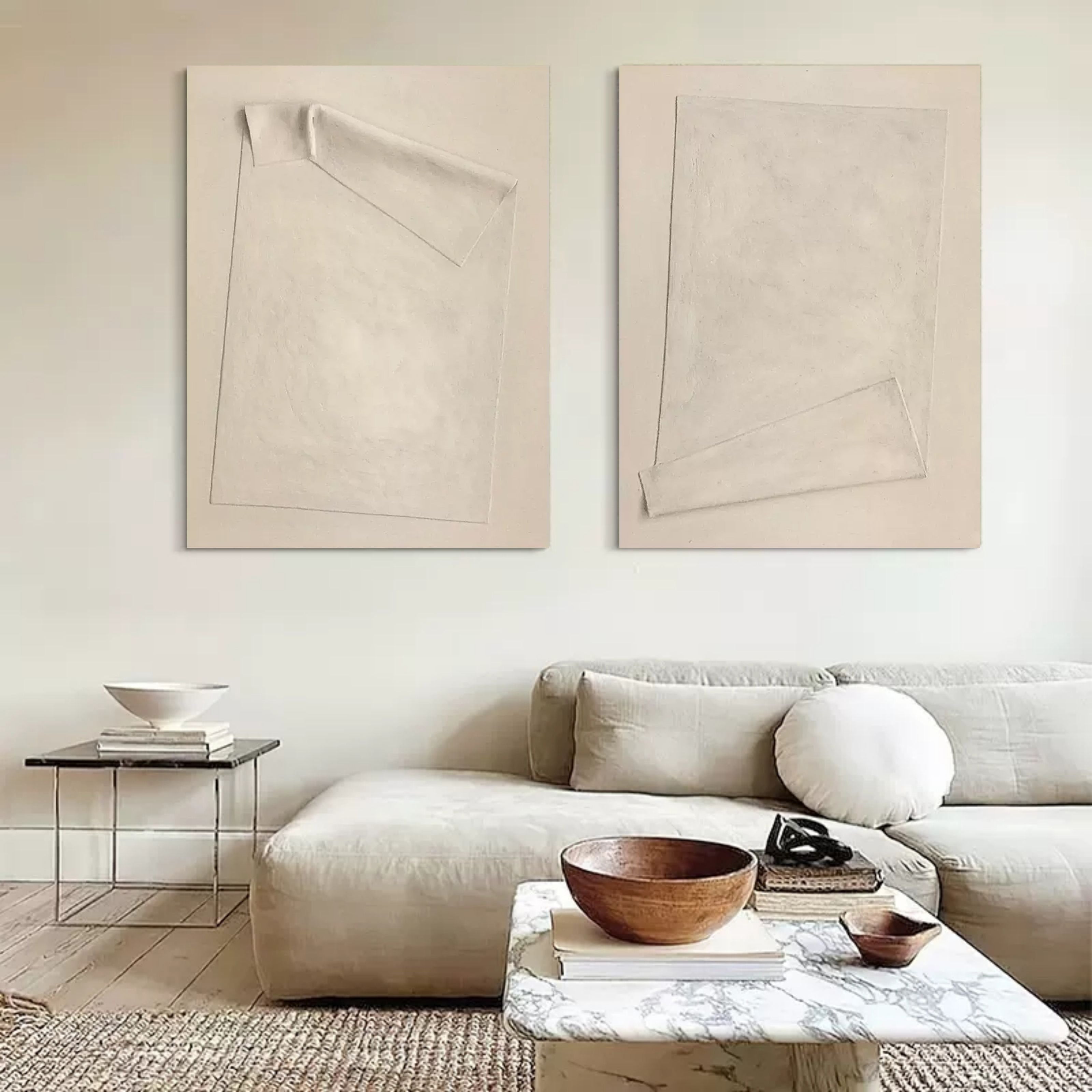 Monochrome Folded Paper Effect Oil Painting