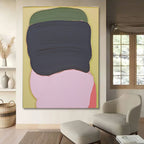 Vibrant Color Block Abstract Oil Painting Textured