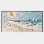Textured Coastal Beach Scene Oil Painting