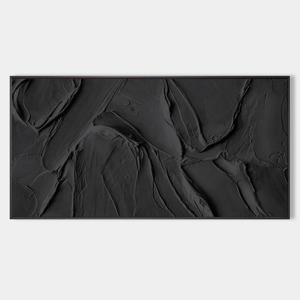 3D Textured Black Wall Art Impasto Painting