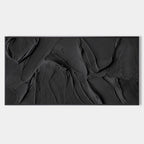 3D Textured Black Wall Art Impasto Painting
