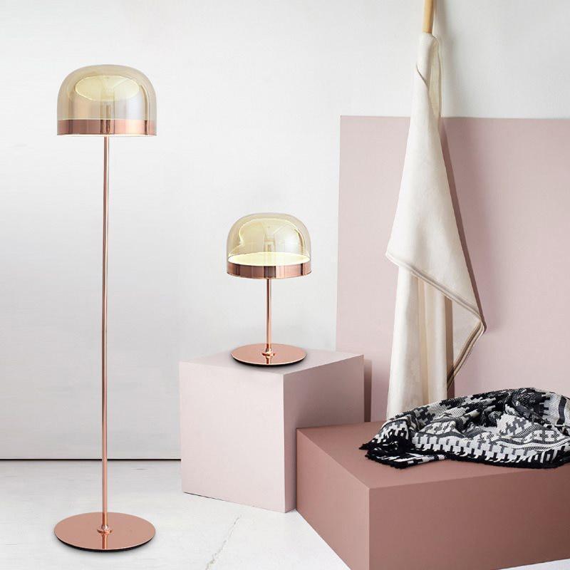 Salgado Modern Black & Rose Gold Floor Lamp, L 135/175CM
