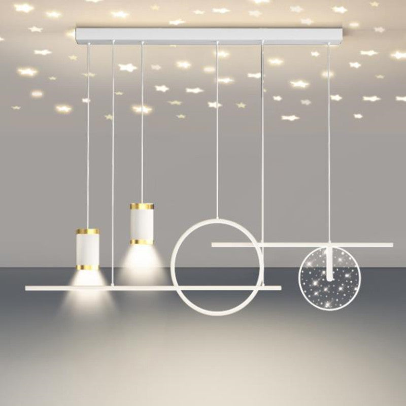 Arisha Modern Metal Starry Pendant Light, Black/White/Gold