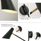 Epoch Rotatable Wall Lamp, Black & White & Gold, Bedroom