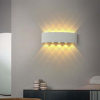 Tronix Modern Rectangular Metal Outdoor Wall Lamp, Black/White, Water-wave