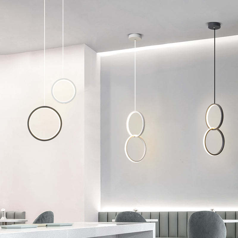 Doria Modern LED Pendant Light Black/White Metal Living Room