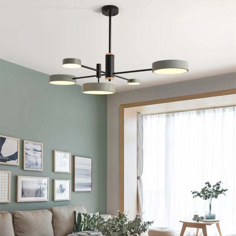 Arisha Pendant Light LED, Metal & Wood, Grey/White/Gold