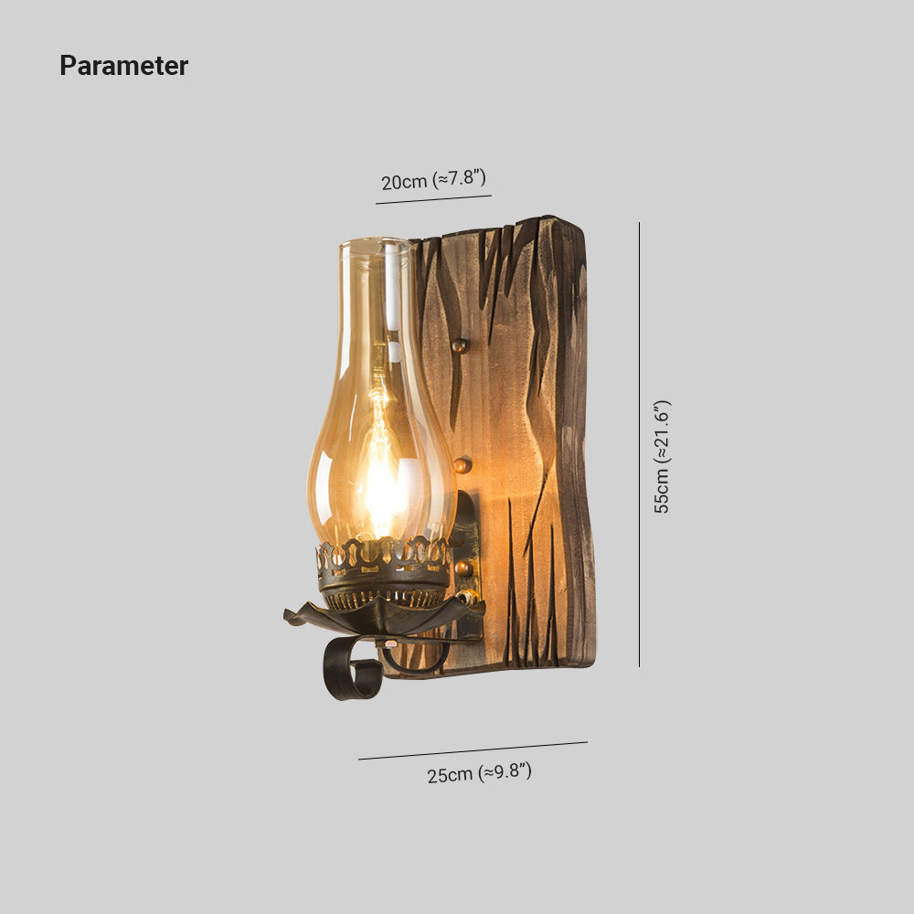 Epoch Wall Lamp Vintage Candle Wooden Glass, Bedroom