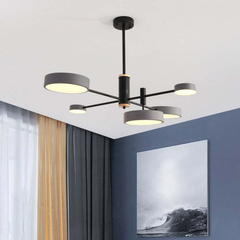Arisha Pendant Light LED, Metal & Wood, Grey/White/Gold