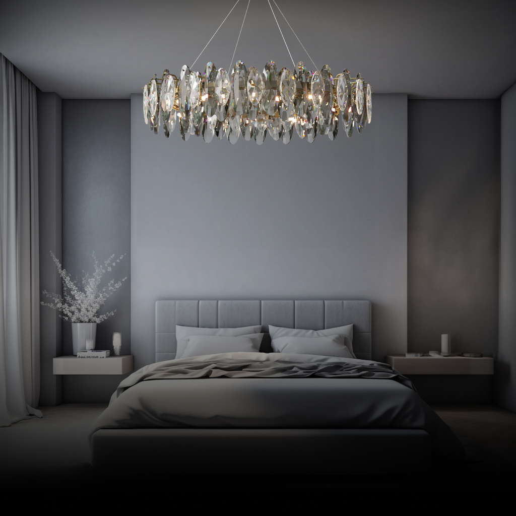 Kristy Crystal Chandelier LED Elliptical Glass/Metal Gold Living Room