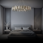 Kristy Crystal Chandelier LED Elliptical Glass/Metal Gold Living Room