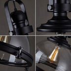 Silva Vintage Hemispherical Glass Pendant Light, Black