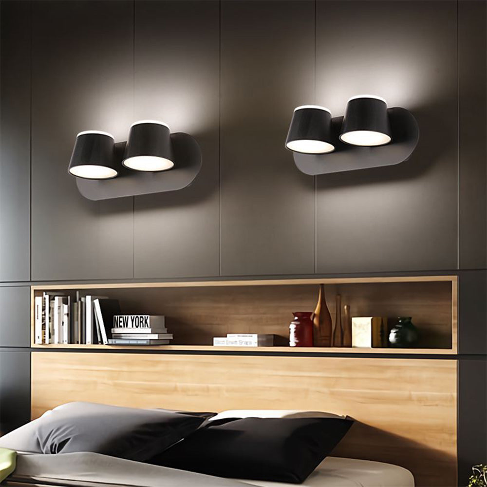 Arisha Modern Cylindrical Metal Mirror Front Wall Lamp, Black