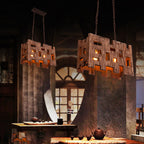Epoch Rectangular Metal & Wood Pendant Light