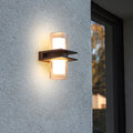Ray Modern Cylindrical Metal Outdoor Wall Lamp With 2 Heads, Black