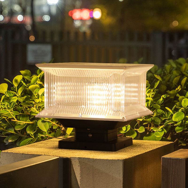 Ray Contemporary LED Rectangular Metal Outdoor Lamp, Black