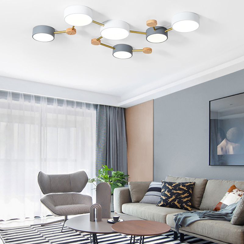 Arisha Modern LED Ceiling Light Log Living Room Bedroom White Grey