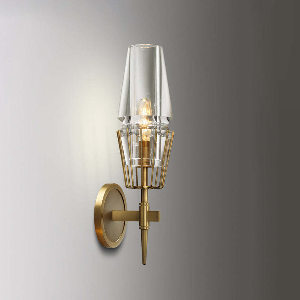 Arisha Vintage Lantern Glass Wall Lamp, Gold