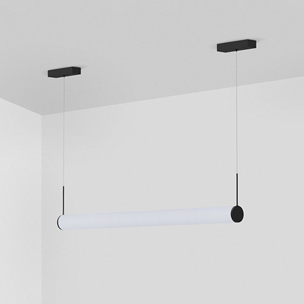 Ray Modern Cylinder White Pendant Light, Metal/