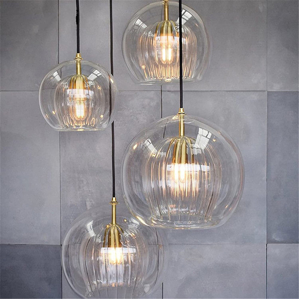 June Pendant Light Bulle Nordic Glass Transparent/Gold Living Room/Bedroom - Kingsley Beaumont