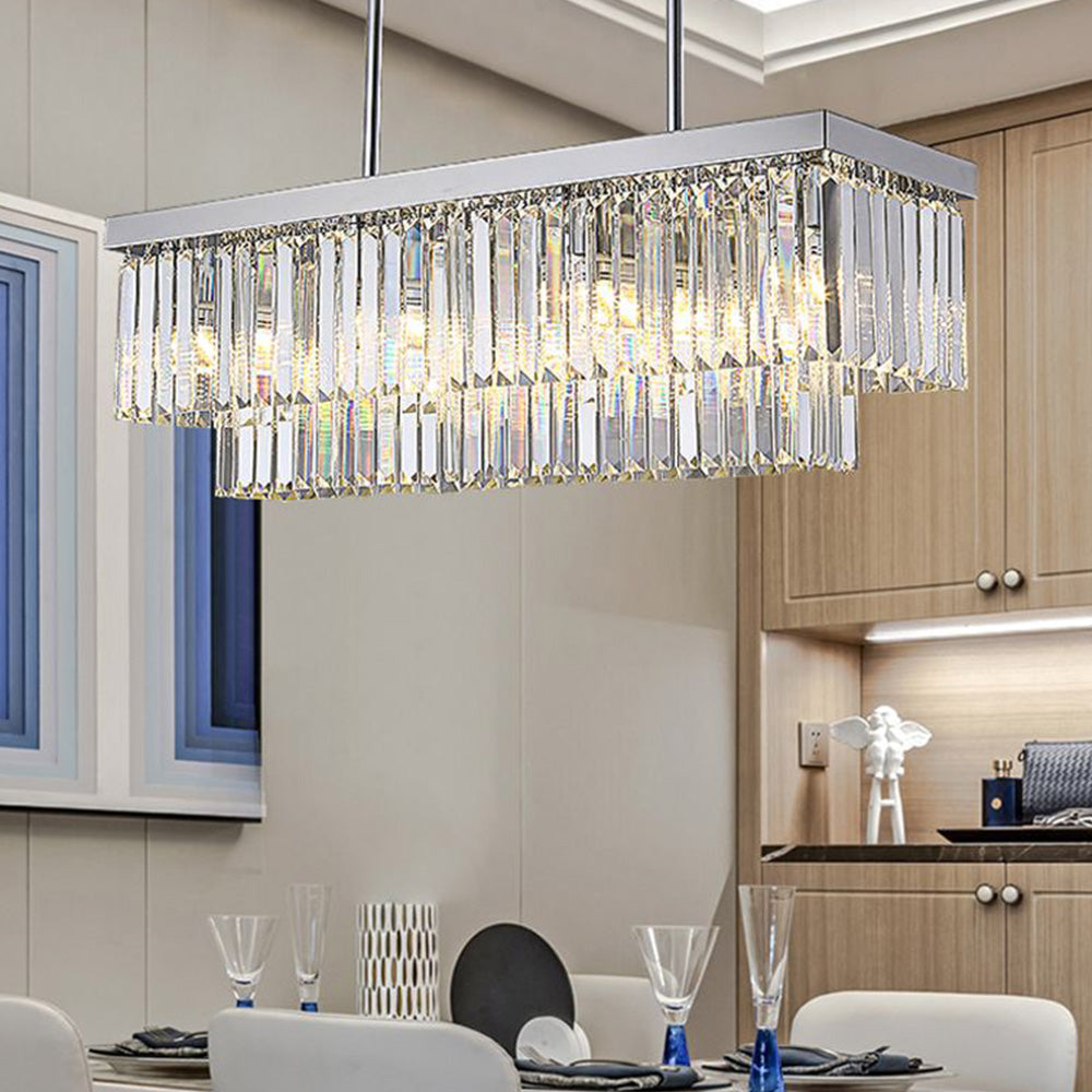 Kristy Modern Art Deco LED Pendant Light, Crystal/Metal