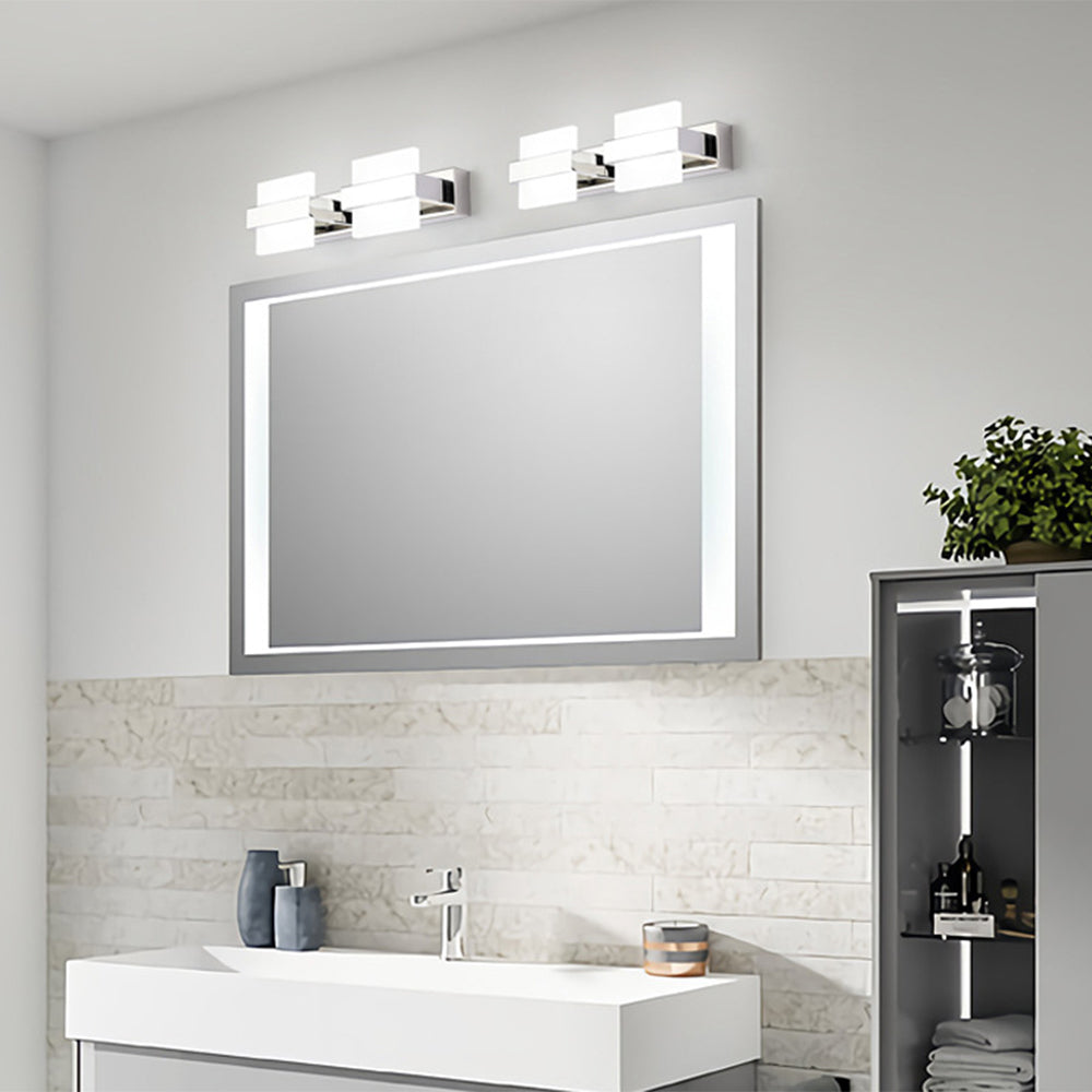 Arisha Modern Square Metal/ Wall Lamp, Silver, Bathroom