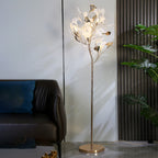Olivia Floor Lamp Leaf Artistic, Ceramic/Metal, White/Gold, Study