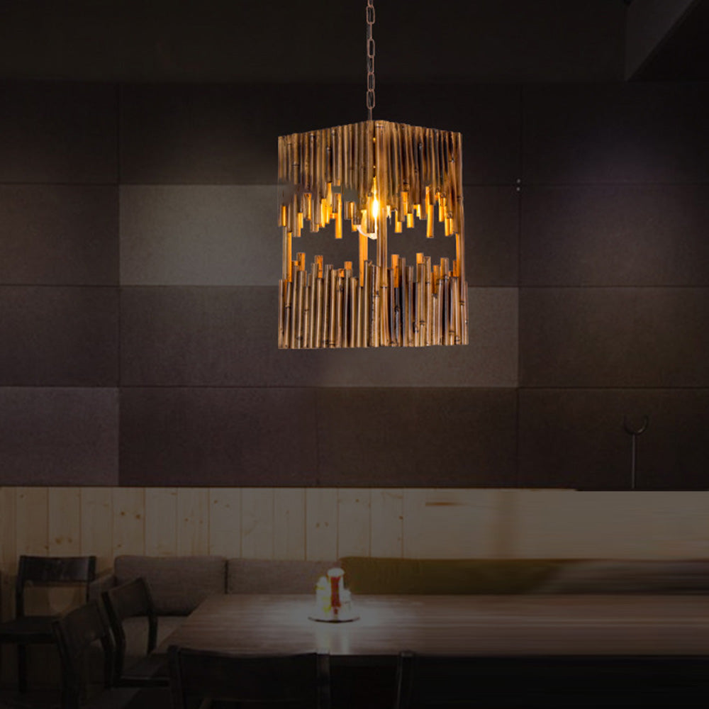 Epoch Retro Rectangular Metal/Wood Pendant Light