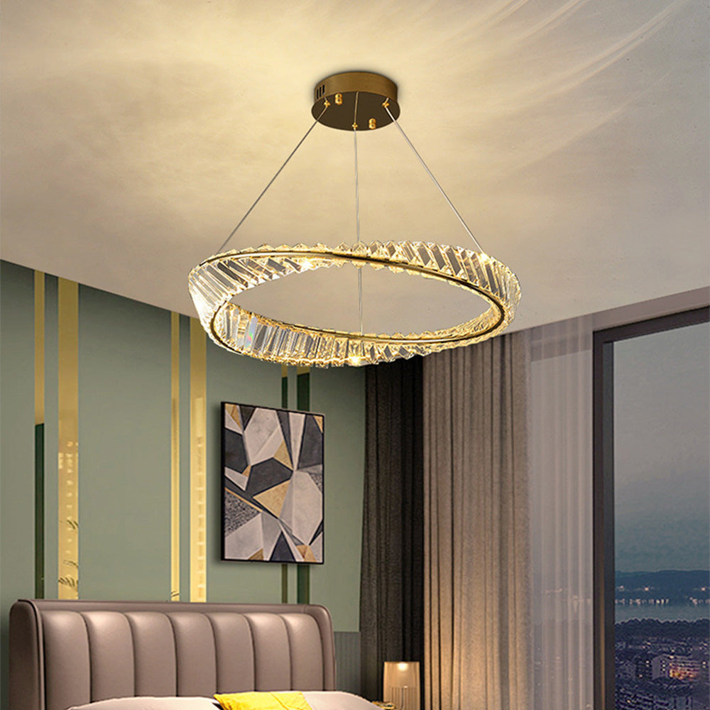 Kristy Modern Luxury Round Glass Chandelier, Gold