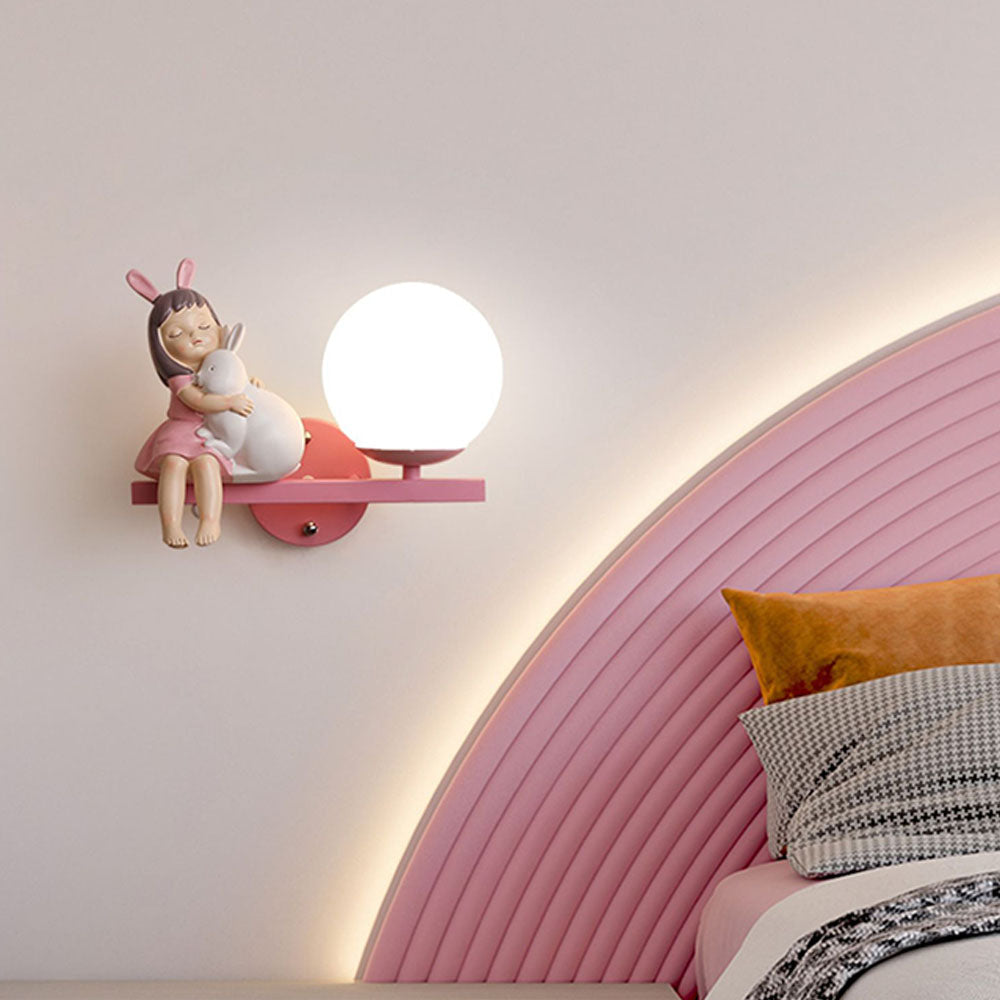 Aria Modern Metal/Glass Wall lamp, White & Pink