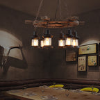 Epoch Retro Rudder Metal & Wood Pendant Light, 6 Heads