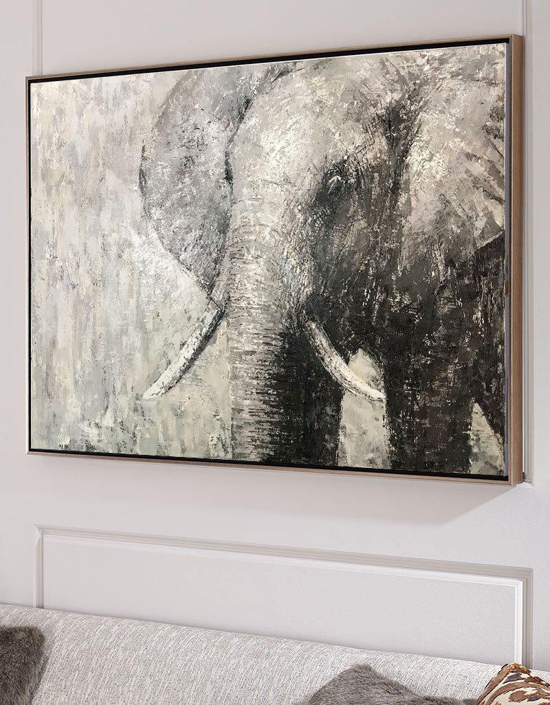 Monochrome Elephant Oil Painting