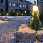 Ray Modern Metal Circular Lamp holder Outdoor Path Light, Black